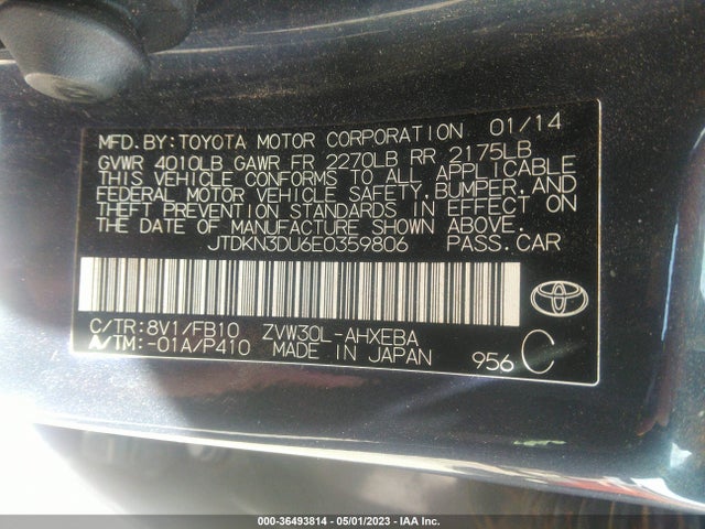 Toyota Prius Four/five/three/one/two 2014 JTDKN3DU6E0359806 Image 10
