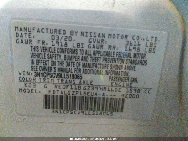 3N1CP5CV9LL518065 Nissan KICKS SV