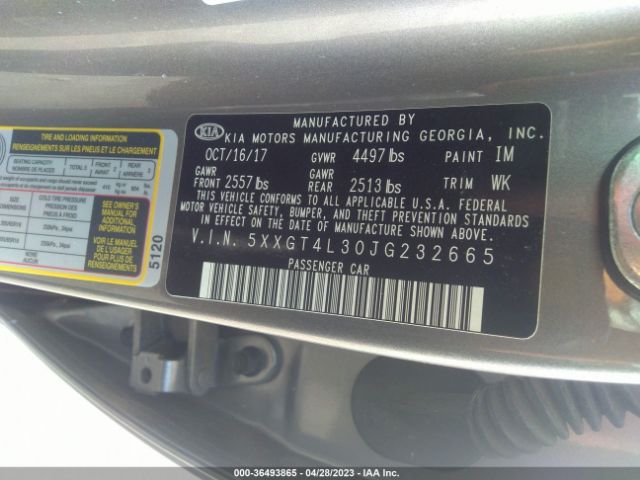 5XXGT4L30JG232665 KIA Optima Lx