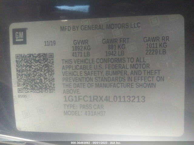 Chevrolet Camaro 2lt 2020 1G1FC1RX4L0113213 Image 9