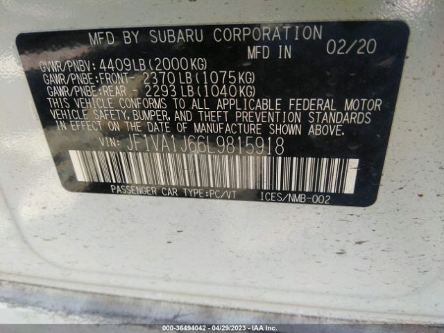 JF1VA1J66L9815918 Subaru Wrx Limited