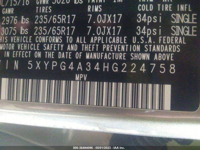 5XYPG4A34HG224758 KIA SORENTO LX
