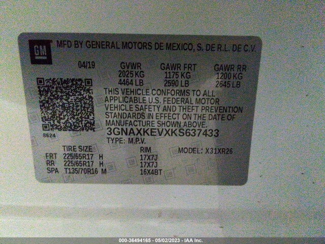 Chevrolet EQUINOX LT 2019 3GNAXKEVXKS637433 Image 11