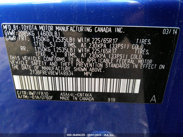 Toyota RAV4 LE 2014 2T3BFREV8EW148934 Image 10
