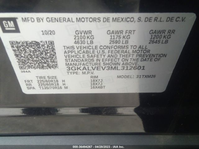 3GKALVEV3ML312601 GMC Terrain Slt