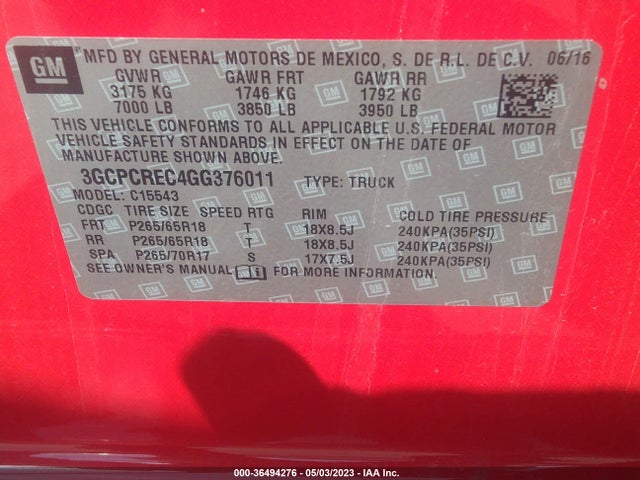 Chevrolet Silverado 1500 Lt 2016 3GCPCREC4GG376011 Image 9