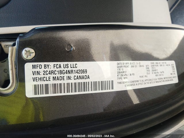 2C4RC1BG4NR142069 Chrysler Pacifica Touring L