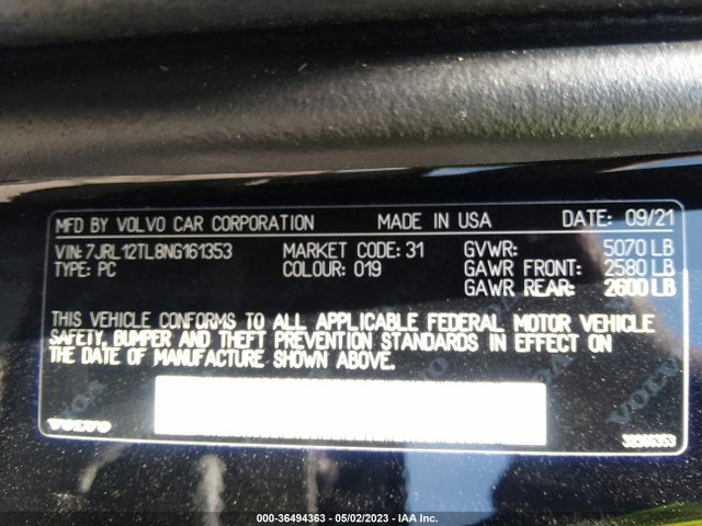 7JRL12TL8NG161353 Volvo S60 INSCRIPTION