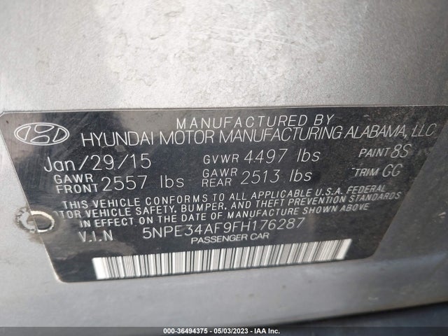 Hyundai Sonata 2.4l Limited 2015 5NPE34AF9FH176287 Image 10