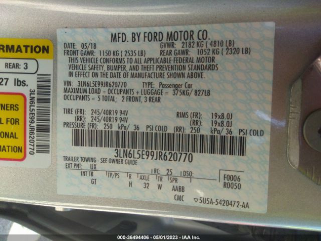 3LN6L5E99JR620770 Lincoln Mkz Reserve