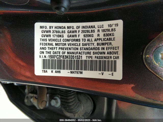 Honda k20c2 2019 19XFC2F83KE051531 Image 21