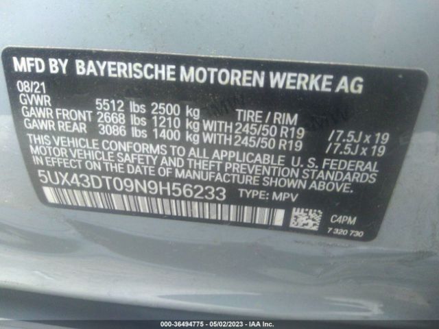 5UX43DT09N9H56233 BMW X4 M40i