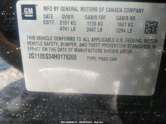 Chevrolet IMPALA LT 2017 2G1105S34H9178268 Image 9