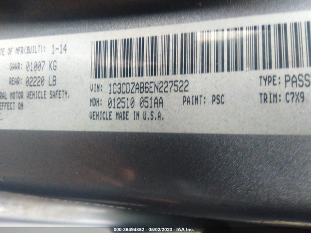 Dodge AVENGER SE 2014 1C3CDZAB6EN227522 Image 9