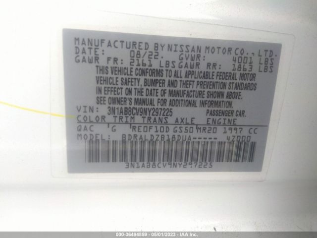 3N1AB8CV9NY297225 Nissan SENTRA SV