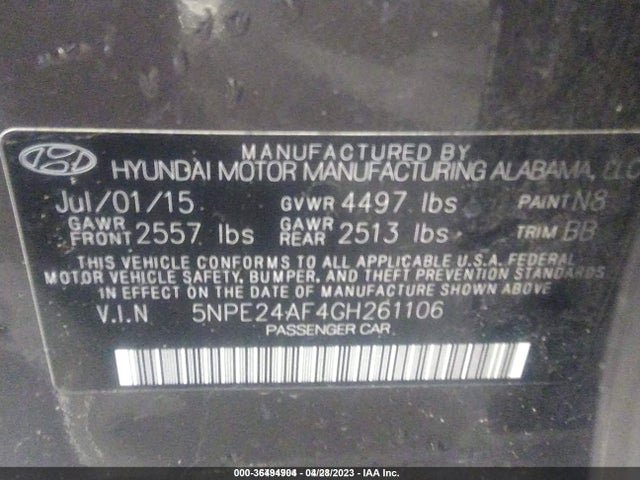 Hyundai Sonata 2.4l Se 2016 5NPE24AF4GH261106 Image 9