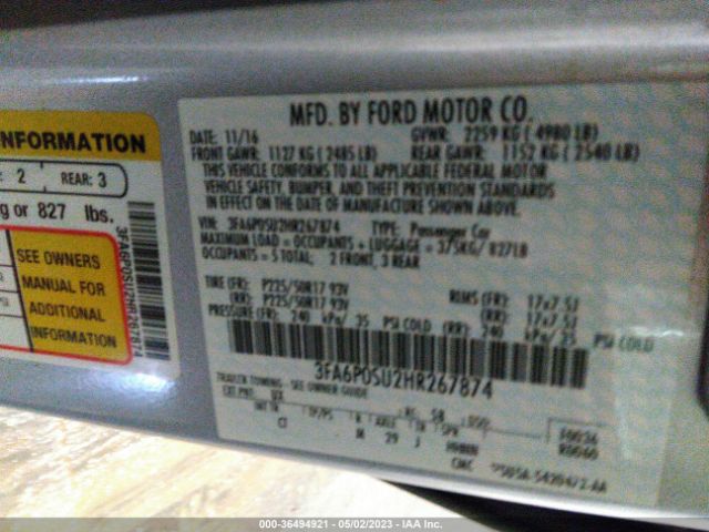 3FA6P0SU2HR267874 Ford Fusion Energi Titanium/platinum