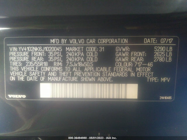 2018 Volvo V90, VIN: YV4102NK6J1020045