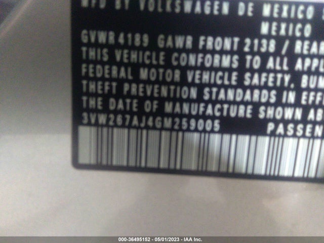 3VW267AJ4GM259005 Volkswagen Jetta Sedan 1.4t S