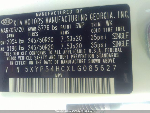 5XYP54HCXLG085627 KIA Telluride Sx