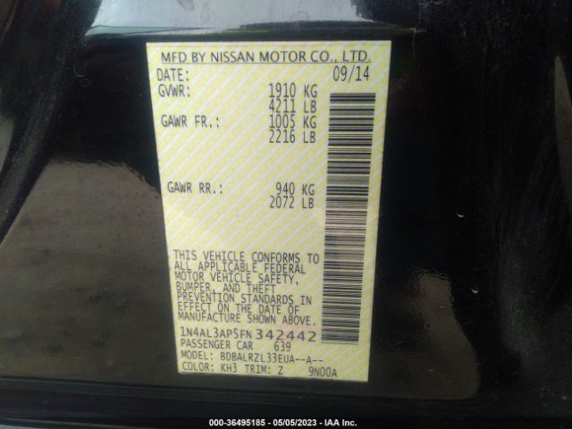 1N4AL3AP5FN342442 Nissan Altima 2.5 Sl