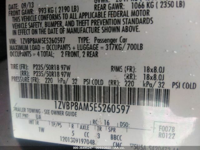 1ZVBP8AM5E5260597 Ford Mustang V6