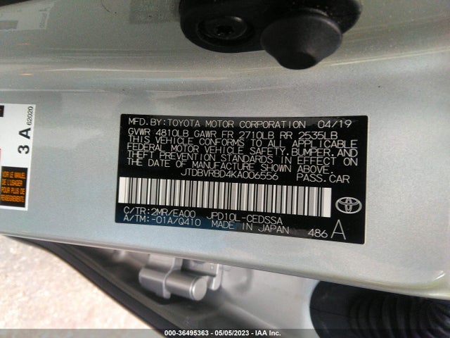 Toyota Mirai 2019 JTDBVRBD4KA006556 Image 10