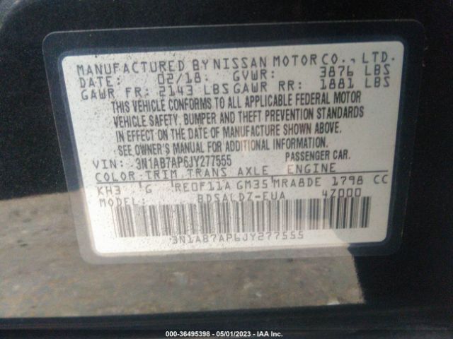 3N1AB7AP6JY277555 Nissan SENTRA SV