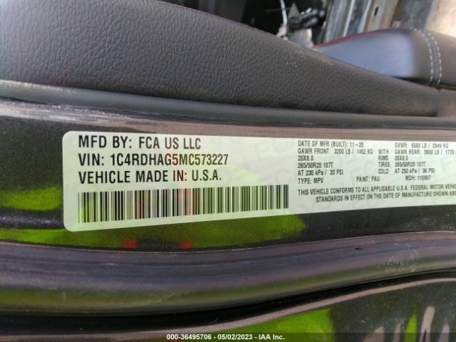 1C4RDHAG5MC573227 Dodge Durango Sxt Plus