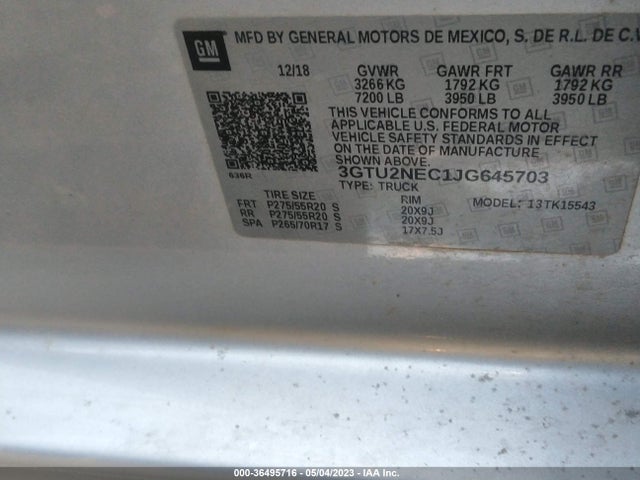 GMC Sierra 1500 Slt 2018 3GTU2NEC1JG645703 Image 9