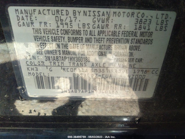 Nissan SENTRA SV 2017 3N1AB7AP1HY360188 Image 10