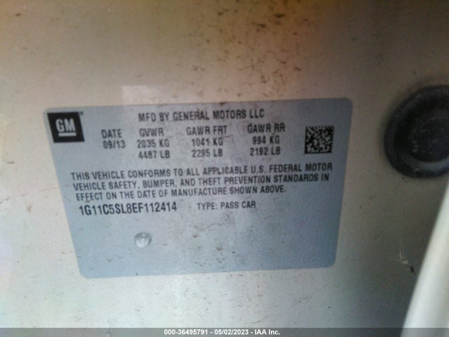 Chevrolet MALIBU LT 2014 1G11C5SL8EF112414 Image 9