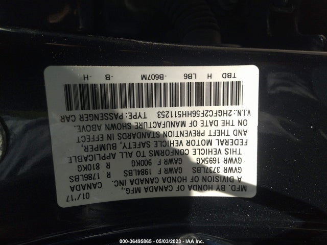 2017 HONDA CIVIC SEDAN LX VIN: 2HGFC2F56HH511253