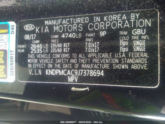 KNDPMCAC9J7378694 KIA Sportage Lx