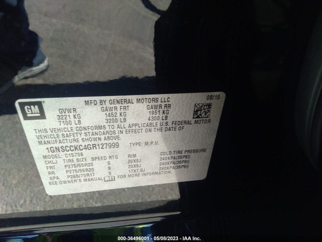 Chevrolet Tahoe Ltz 2016 1GNSCCKC4GR127999 Image 9