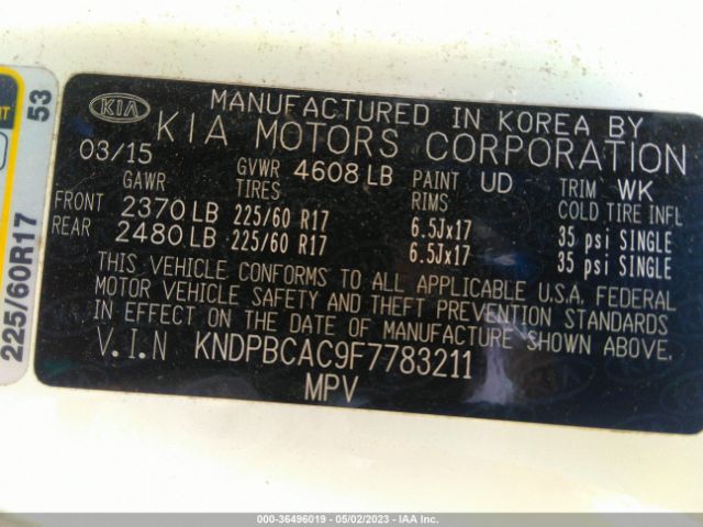 KNDPBCAC9F7783211 KIA Sportage Lx