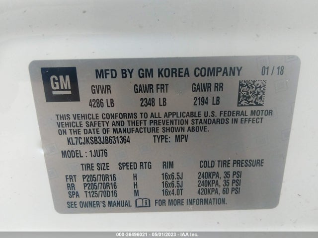 Chevrolet TRAX LS 2018 KL7CJKSB3JB631364 Image 11