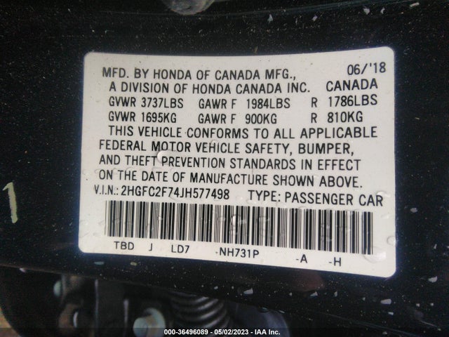 Honda Civic Sedan Ex 2018 2HGFC2F74JH577498 Image 9