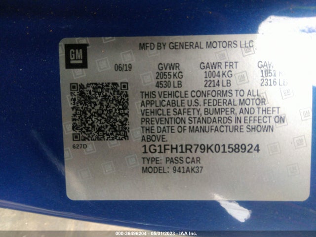 Chevrolet CAMARO 2SS 2019 1G1FH1R79K0158924 Image 11