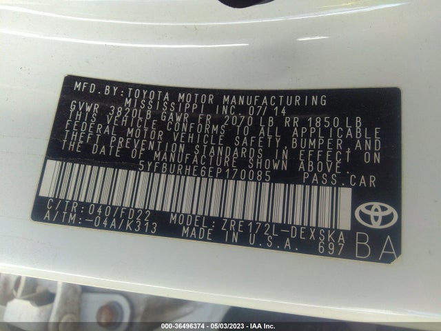 Toyota Corolla L/le/s/s Plus/le Plus 2014 5YFBURHE6EP170085 Image 9