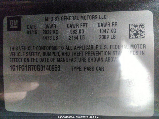 Chevrolet CAMARO 2SS 2016 1G1FG1R70G0140953 Image 9