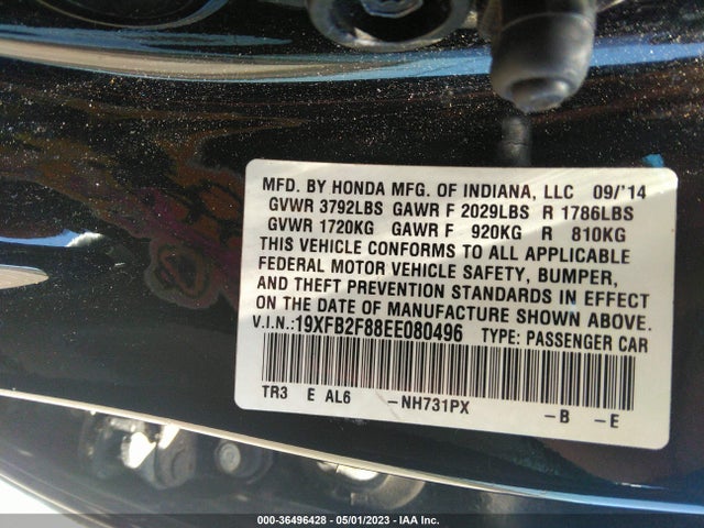 Honda Civic Sedan Ex 2014 19XFB2F88EE080496 Image 9