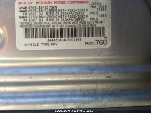 JA4AZ3A34GZ001494 Mitsubishi Outlander Se/sel/es