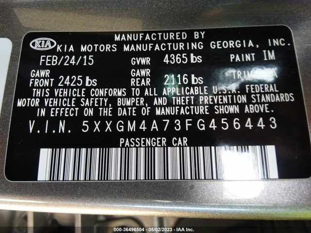 KIA Optima Lx 2015 5XXGM4A73FG456443 Image 10