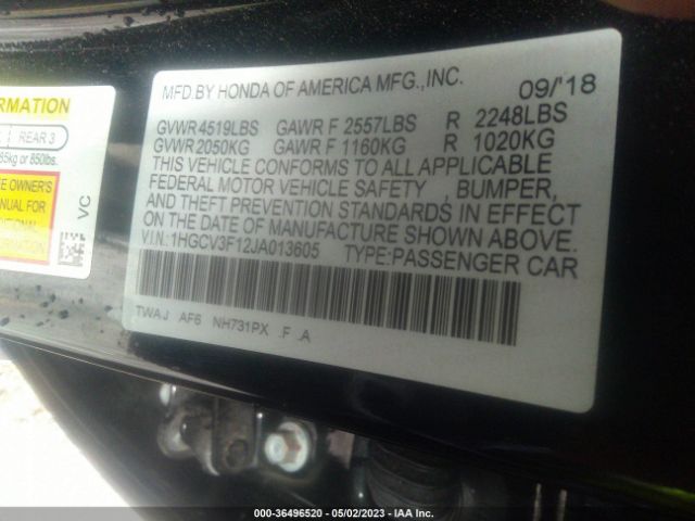 1HGCV3F12JA013605 Honda ACCORD HYBRID