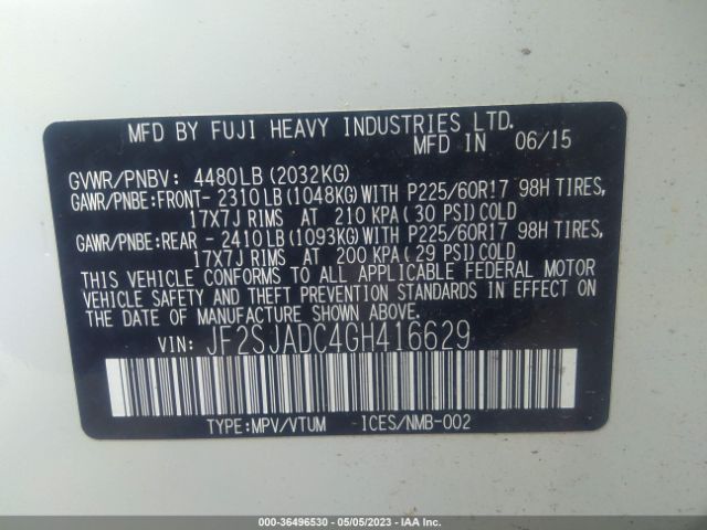 JF2SJADC4GH416629 Subaru Forester 2.5i Premium