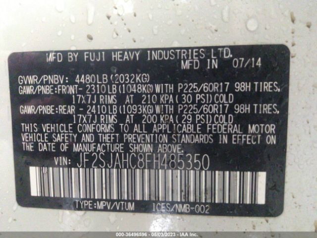 JF2SJAHC8FH485350 Subaru Forester 2.5i Limited