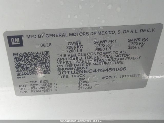 3GTU2NEC4JG459086 GMC Sierra 1500 Slt