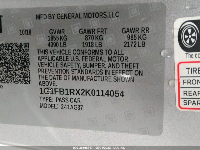 Chevrolet Camaro 1lt 2019 1G1FB1RX2K0114054 Image 9