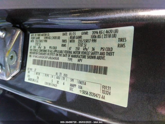Ford ESCAPE SE 2015 1FMCU0GXXFUB24505 Image 9